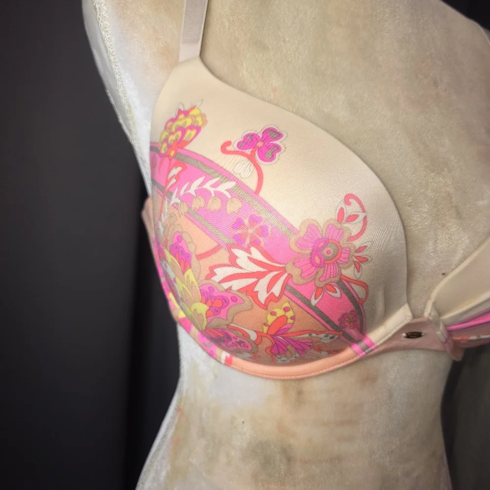 Fabulous by Victoria's Secret 36DD Floral Print Plunge Push-Up Bra - Picture 2 of 8